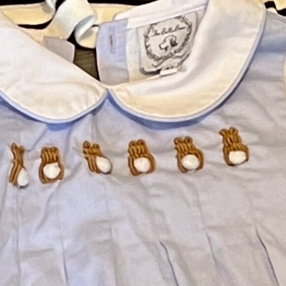 Bella Bean Girl's Blue Dress Bunnies 4T Girl Baby Easter Spring collared Parker - Picture 2 of 4